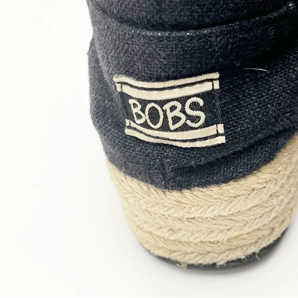 BOBS FROM SKECHERS Black Canvas Espadrilles Memory Foam Insole Slip On Shoes 7.5